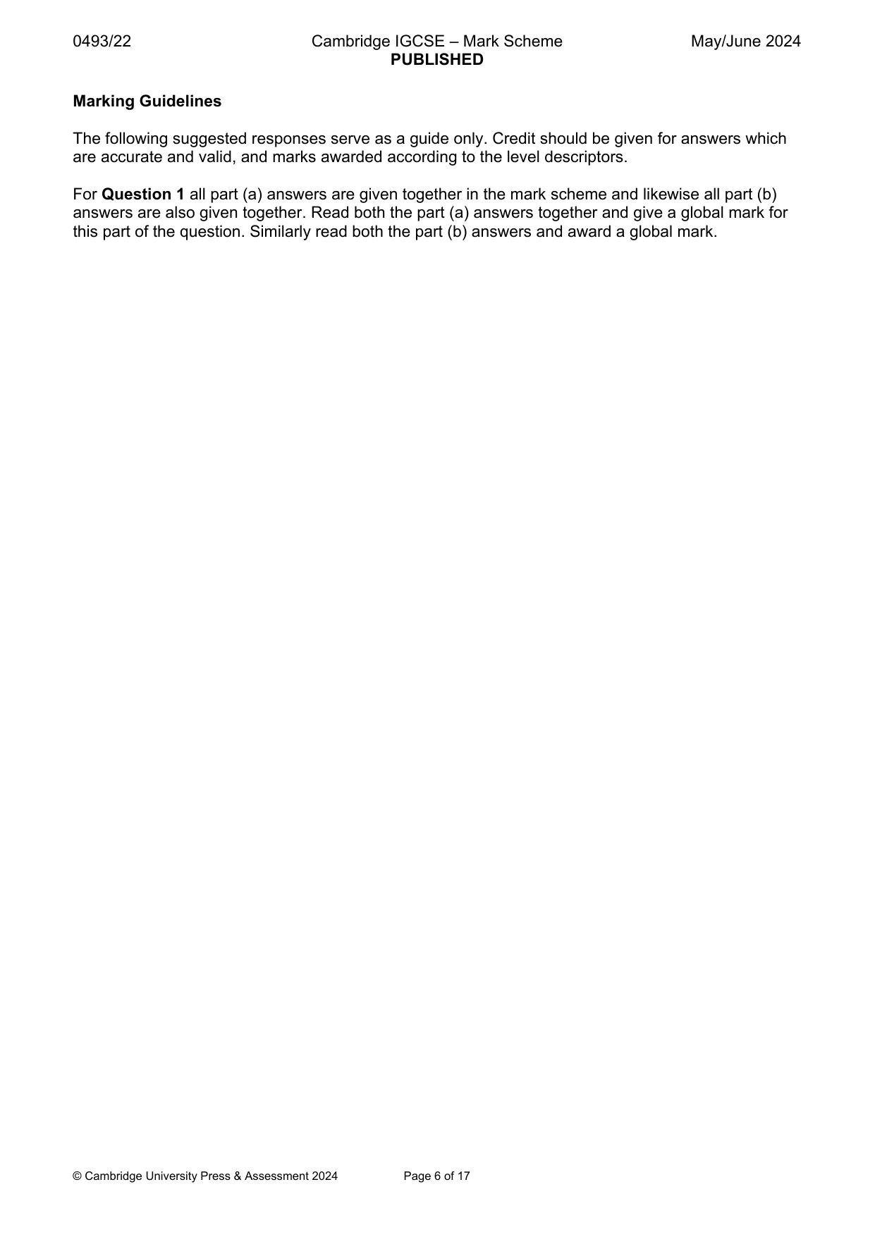 Mark scheme, page 6 of 17