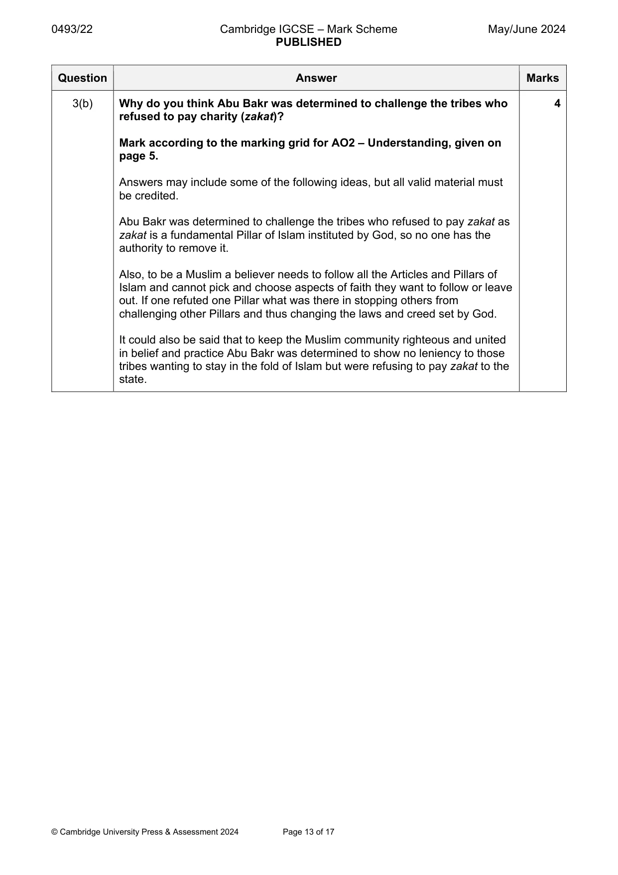 Mark scheme, page 13 of 17