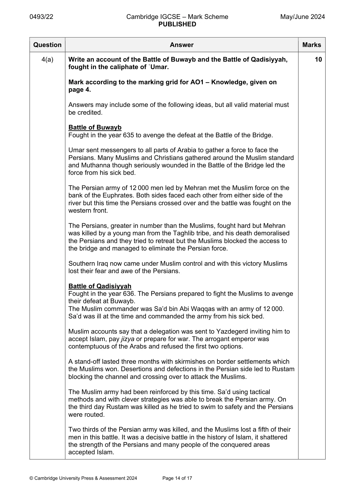 Mark scheme, page 14 of 17