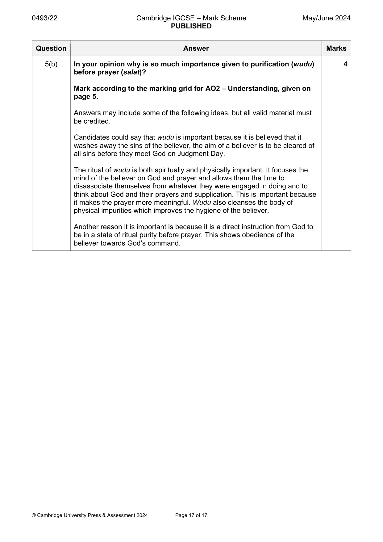 Mark scheme, page 17 of 17