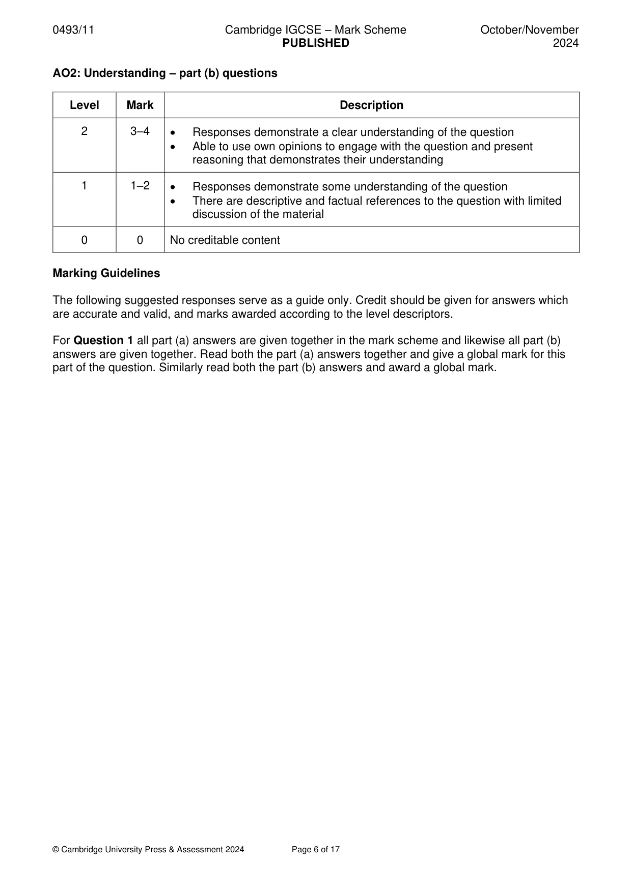 Mark scheme, page 6 of 17
