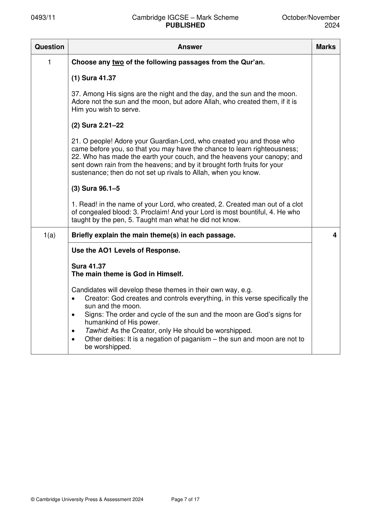 Mark scheme, page 7 of 17