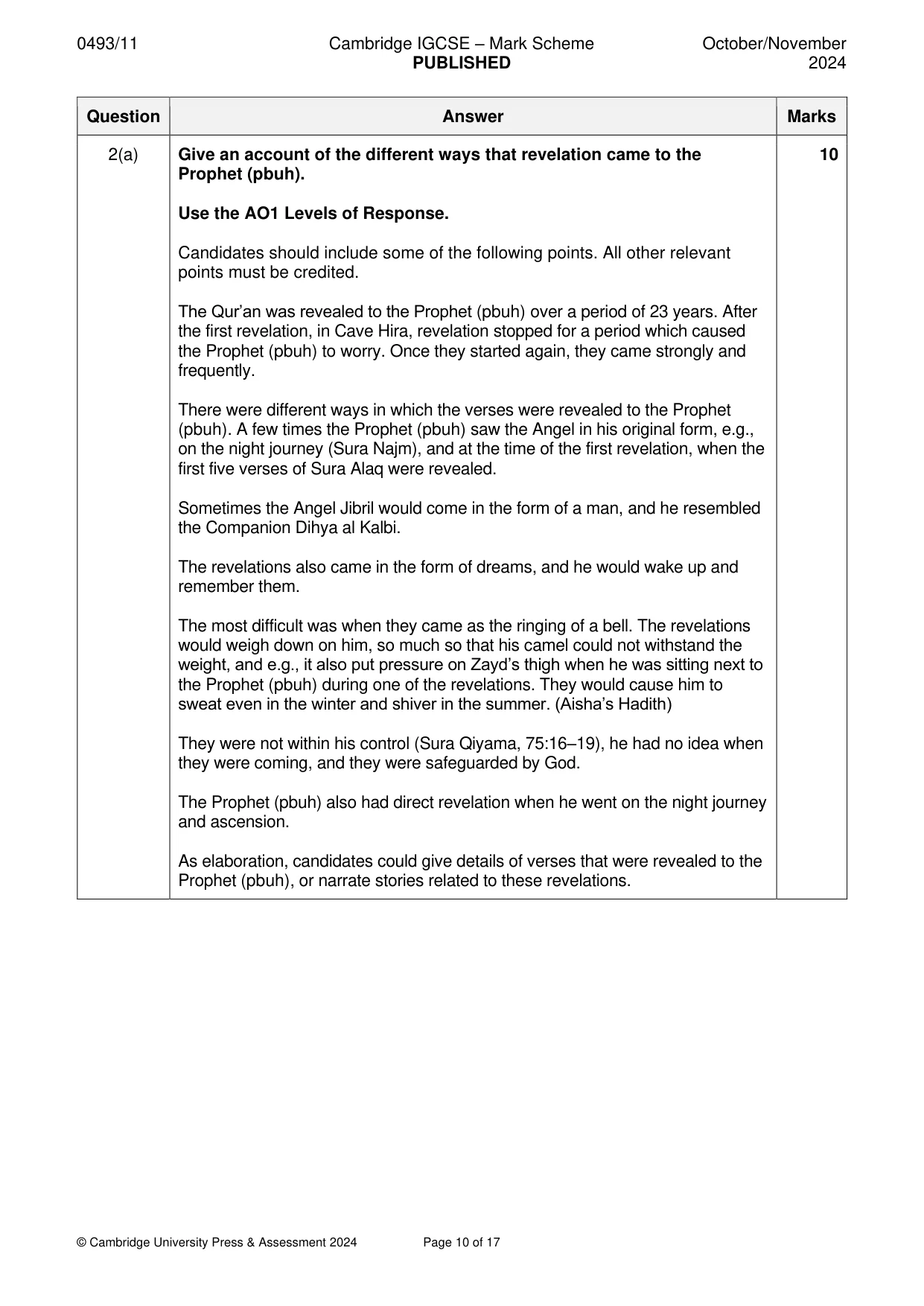 Mark scheme, page 10 of 17