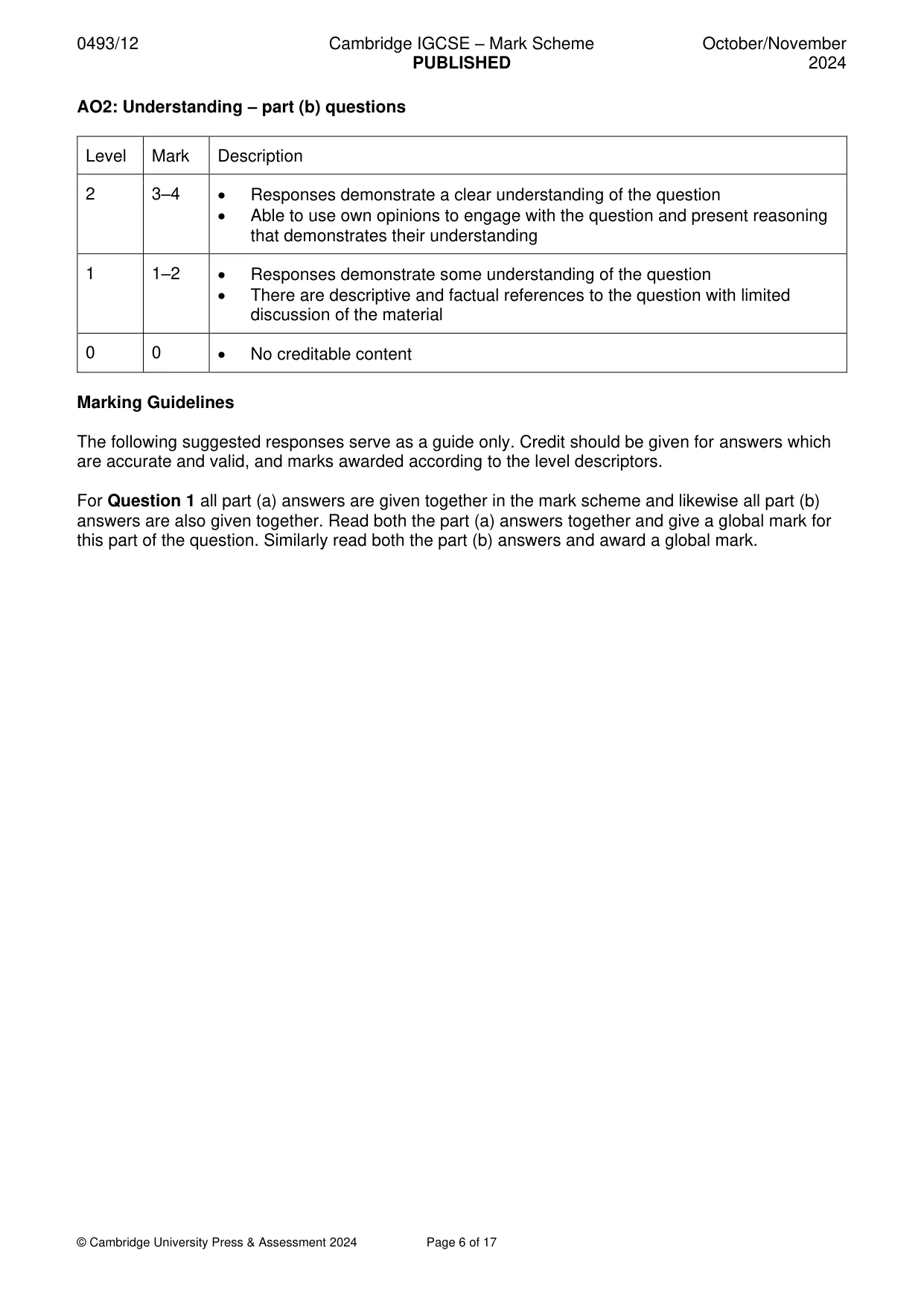 Mark scheme, page 6 of 17
