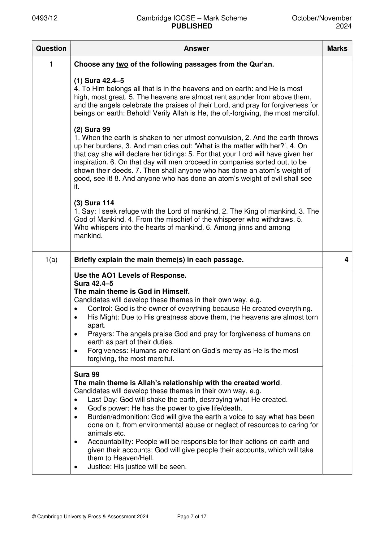 Mark scheme, page 7 of 17