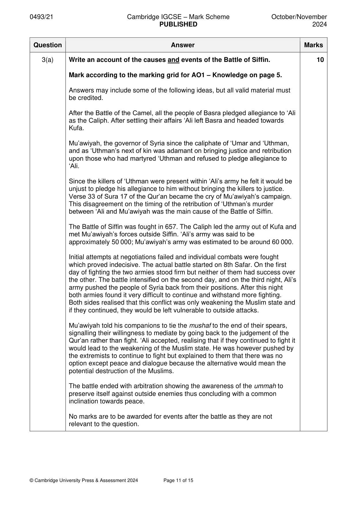 Mark scheme, page 11 of 15
