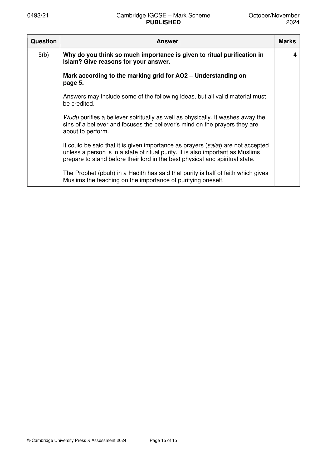 Mark scheme, page 15 of 15