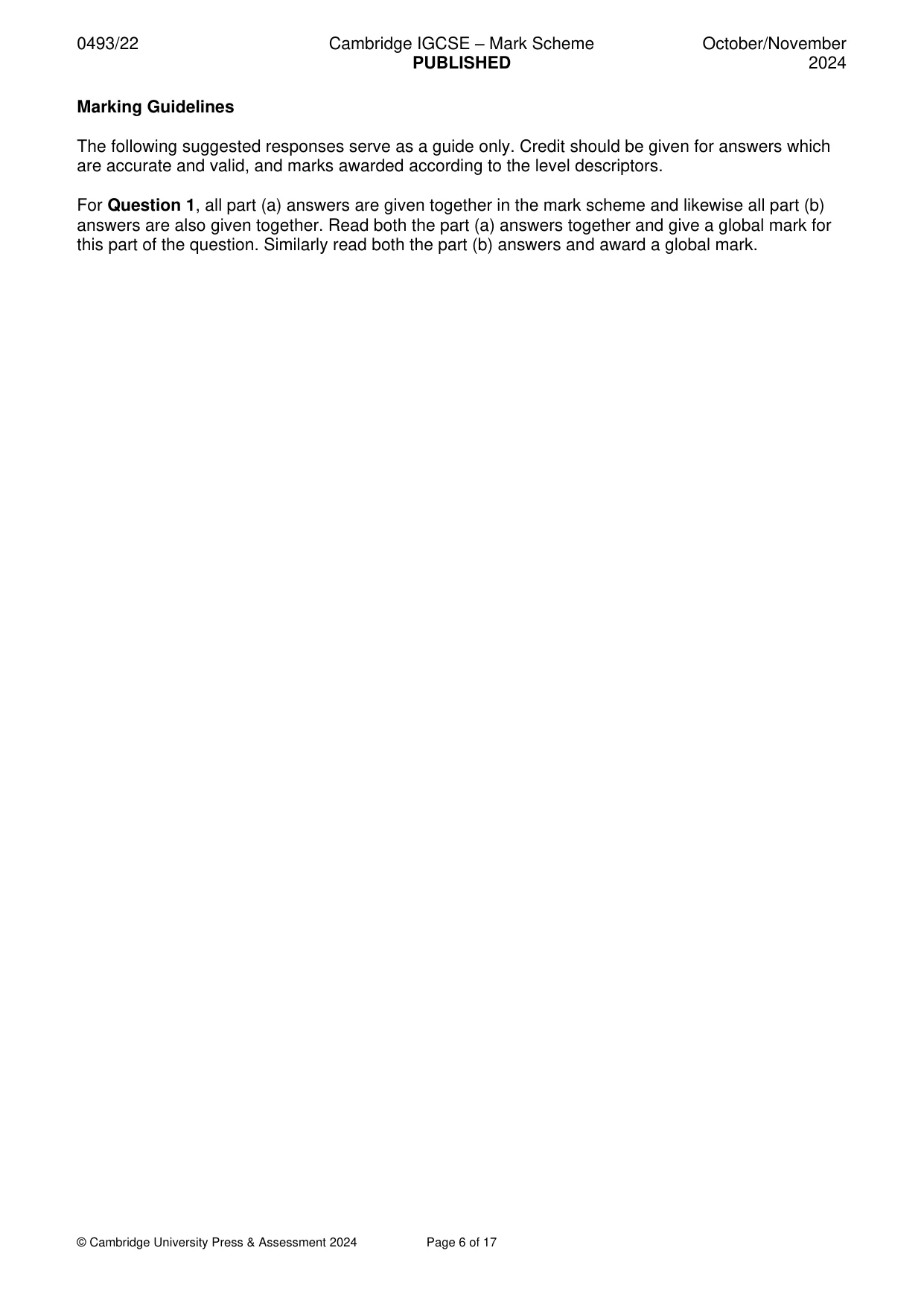 Mark scheme, page 6 of 17