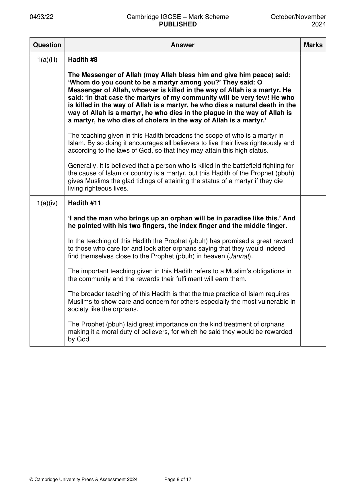 Mark scheme, page 8 of 17