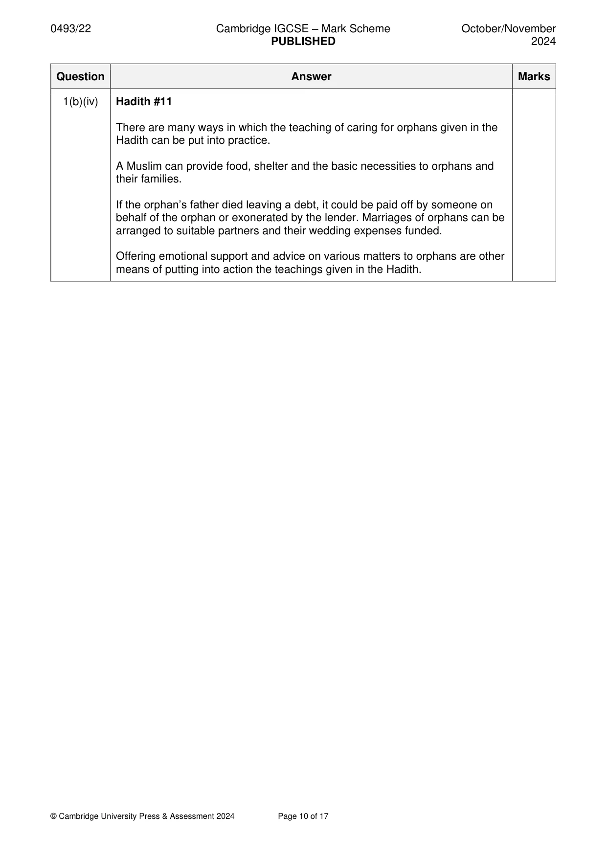 Mark scheme, page 10 of 17