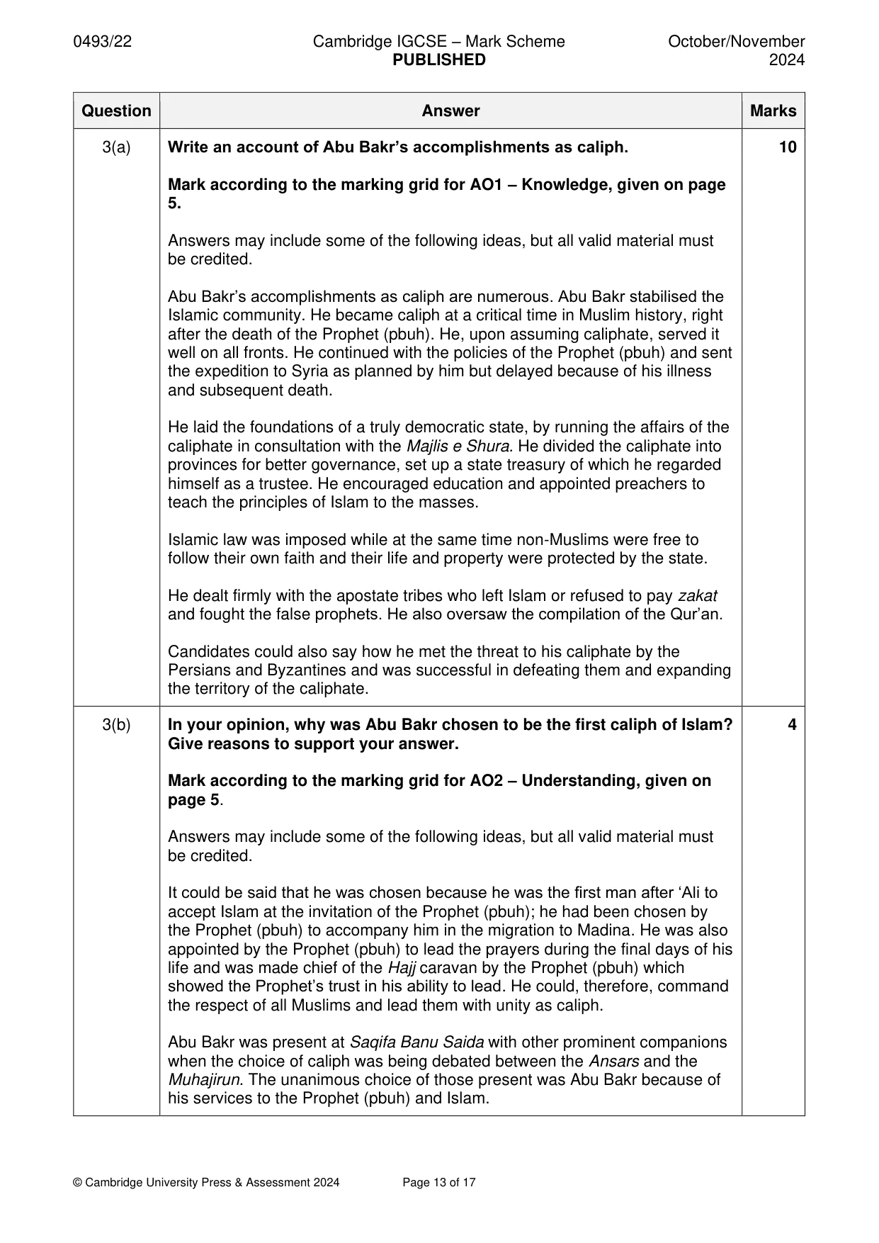 Mark scheme, page 13 of 17