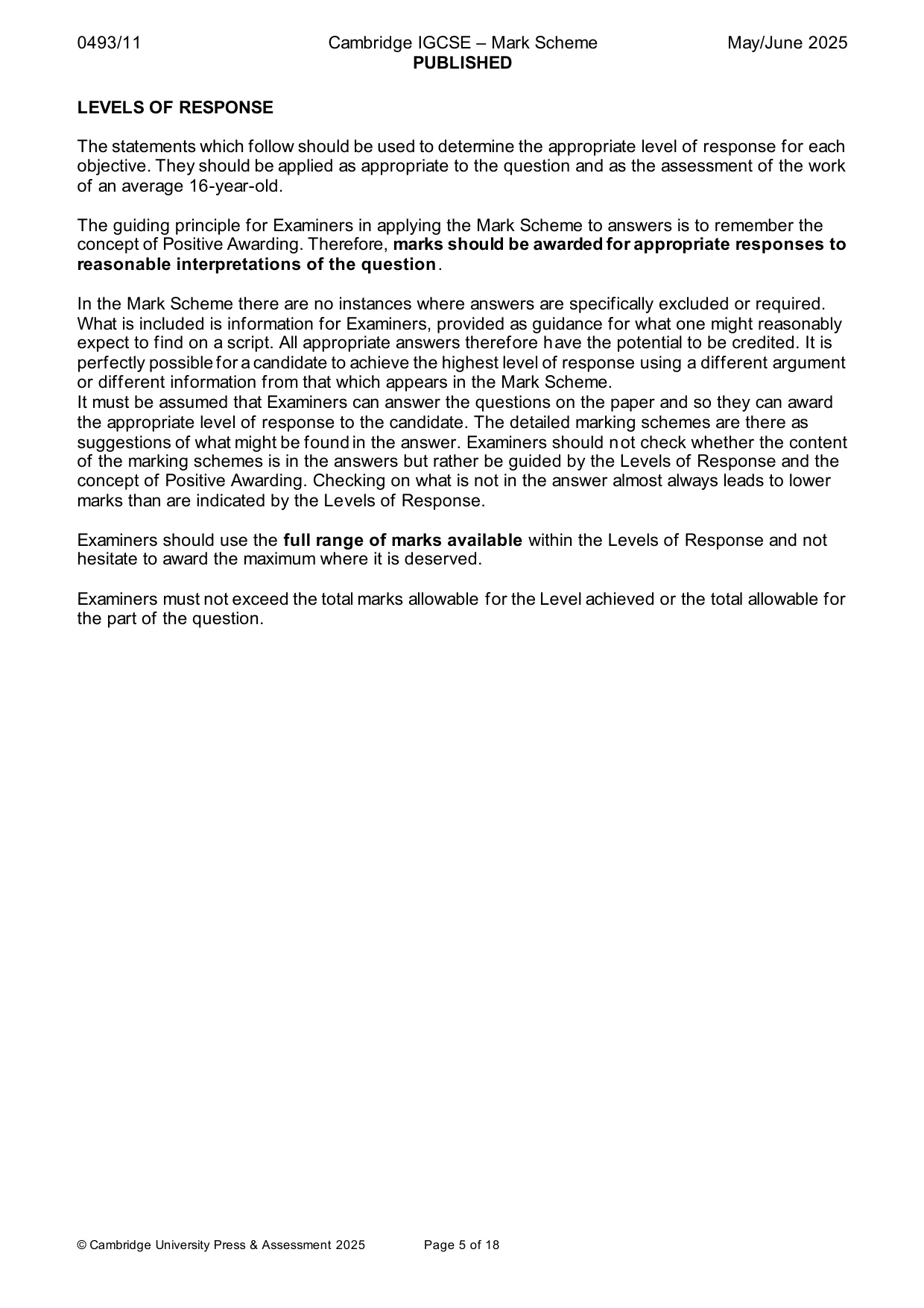 Mark scheme, page 5 of 18