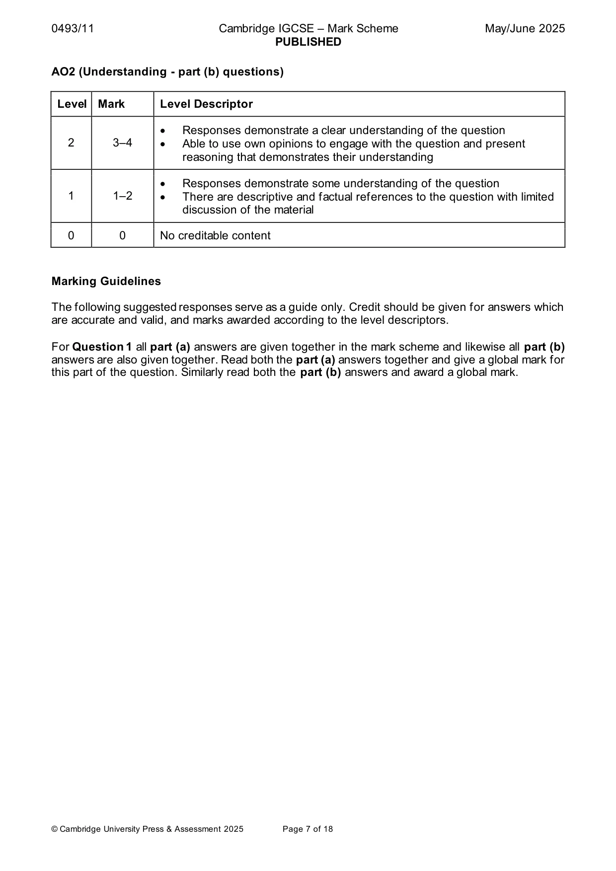 Mark scheme, page 7 of 18