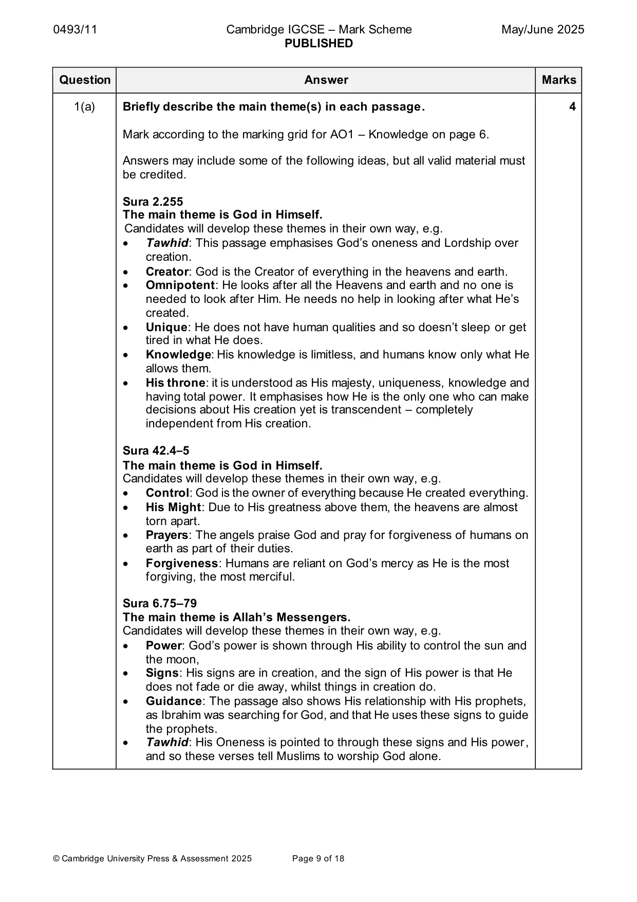 Mark scheme, page 9 of 18