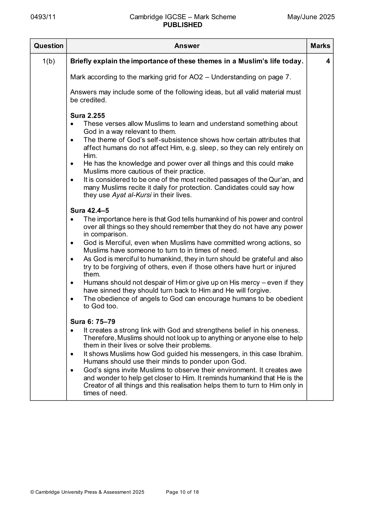 Mark scheme, page 10 of 18