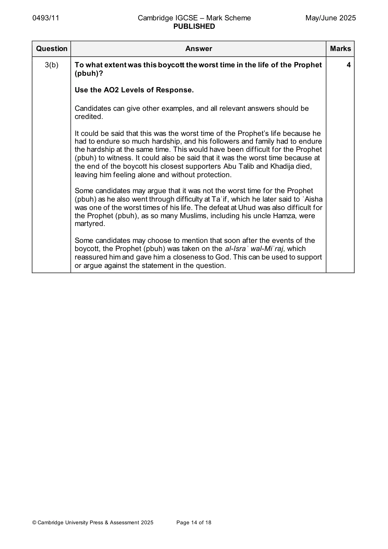 Mark scheme, page 14 of 18