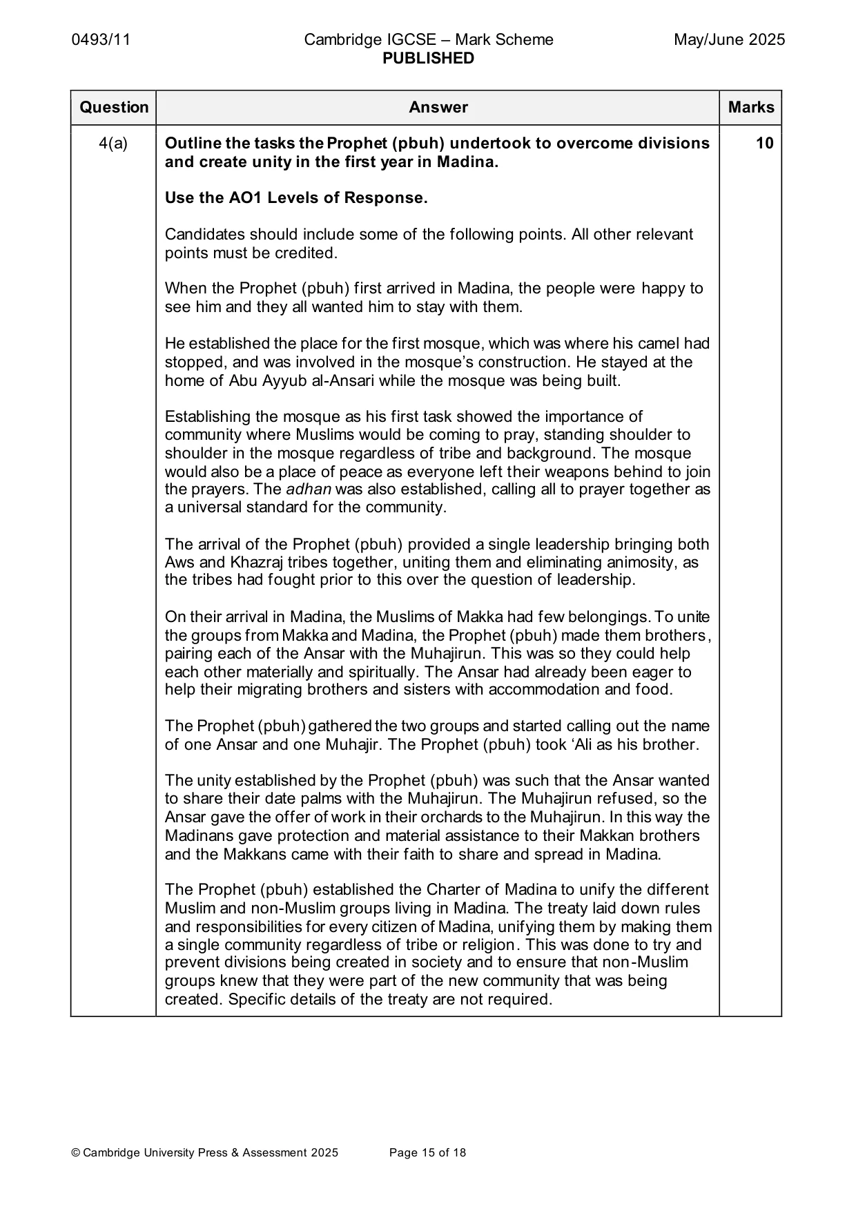 Mark scheme, page 15 of 18
