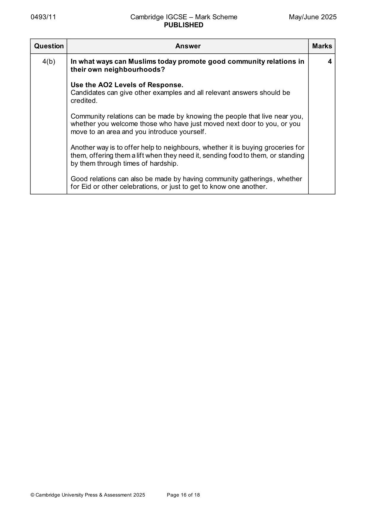 Mark scheme, page 16 of 18