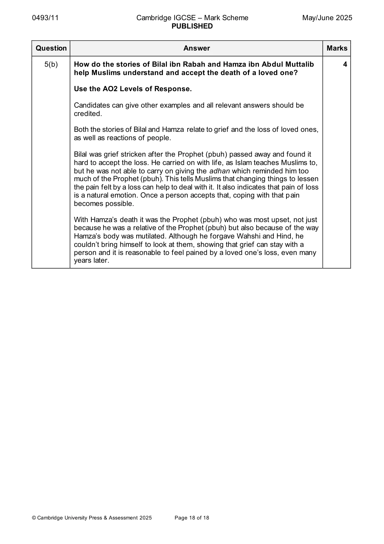 Mark scheme, page 18 of 18