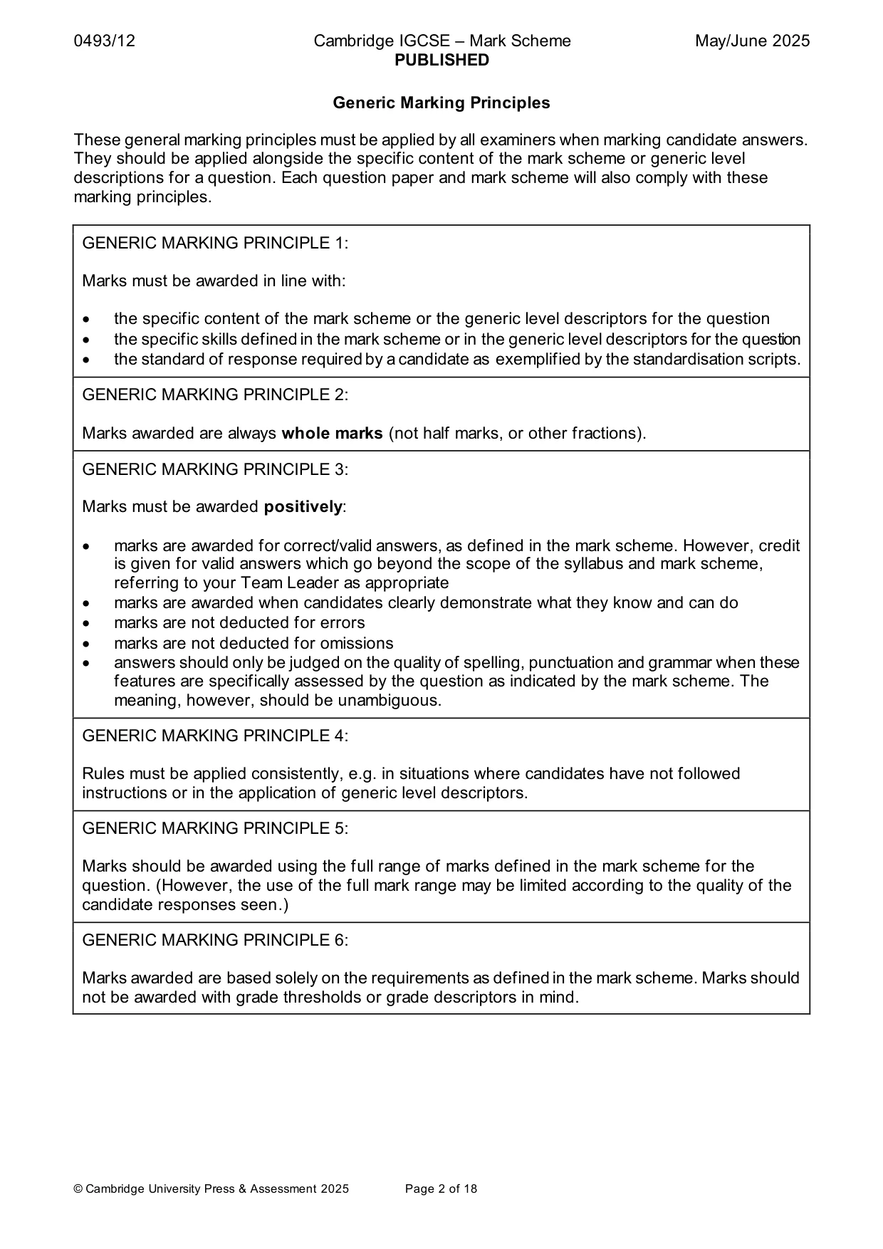 Mark scheme, page 2 of 18