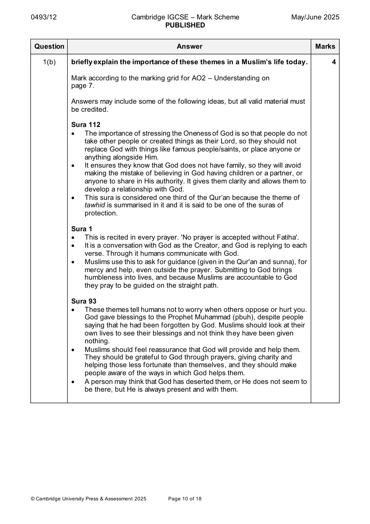 Mark scheme, page 10 of 18