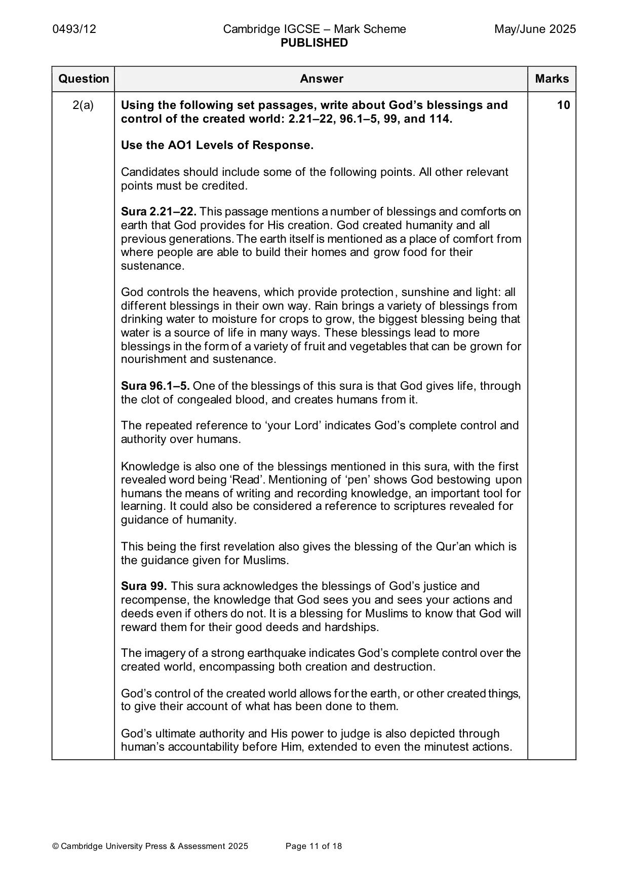 Mark scheme, page 11 of 18