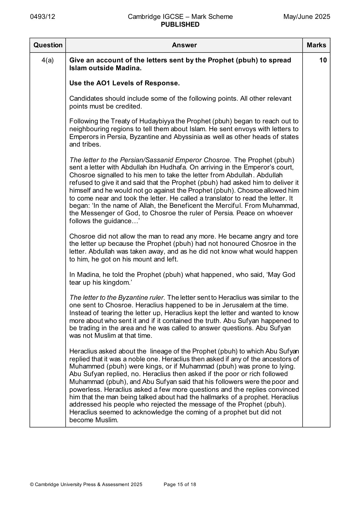 Mark scheme, page 15 of 18