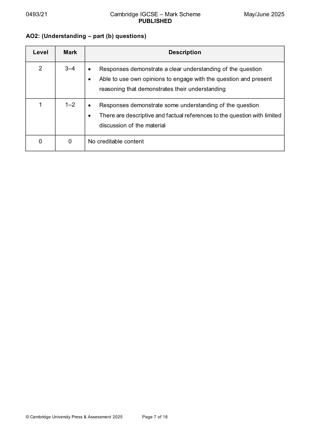 Mark scheme, page 7 of 18