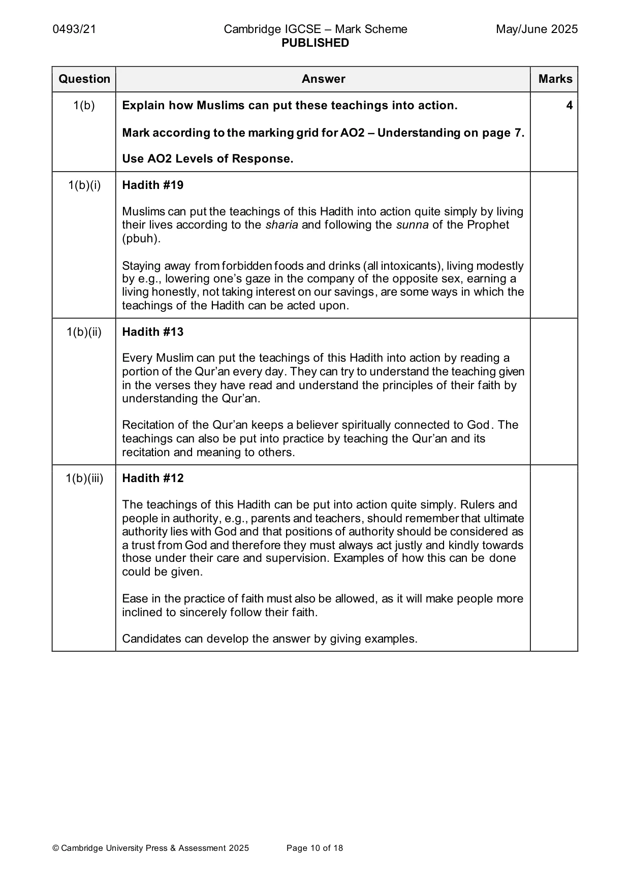 Mark scheme, page 10 of 18