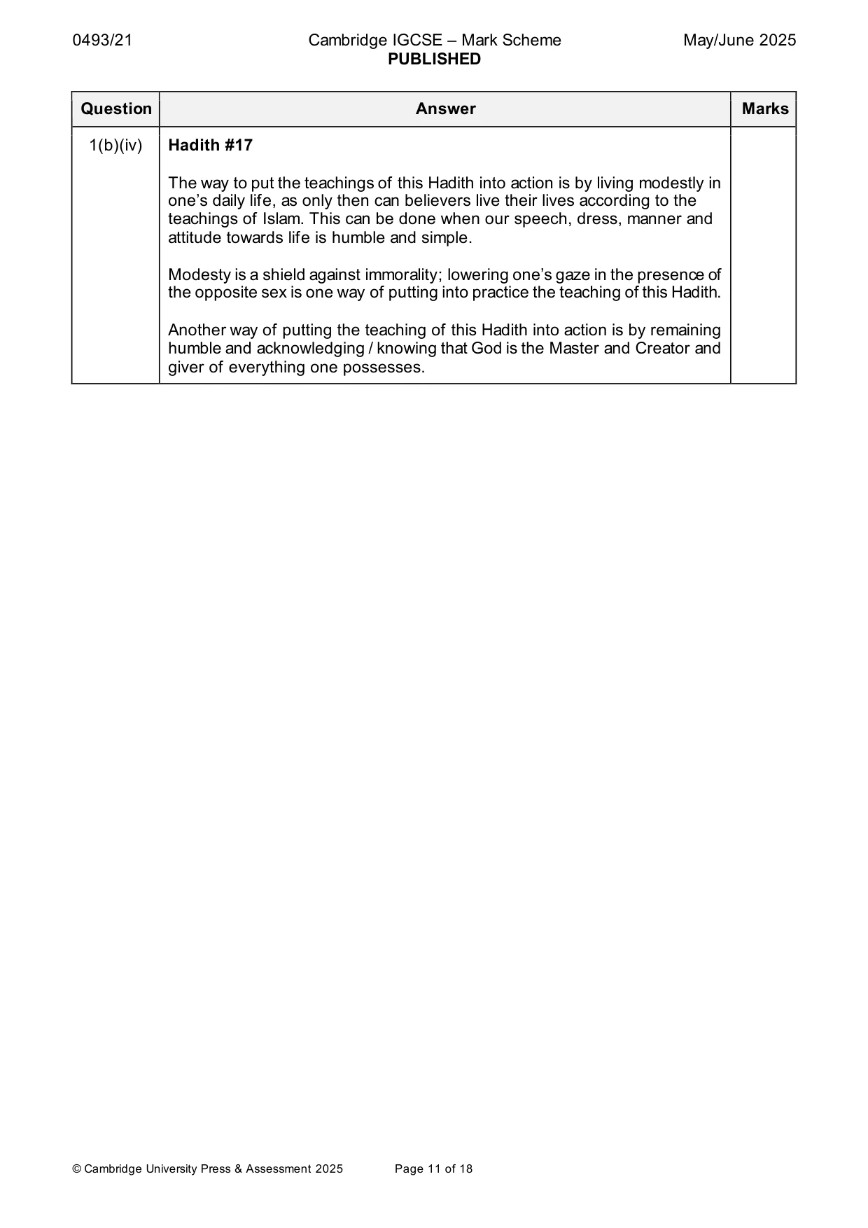 Mark scheme, page 11 of 18