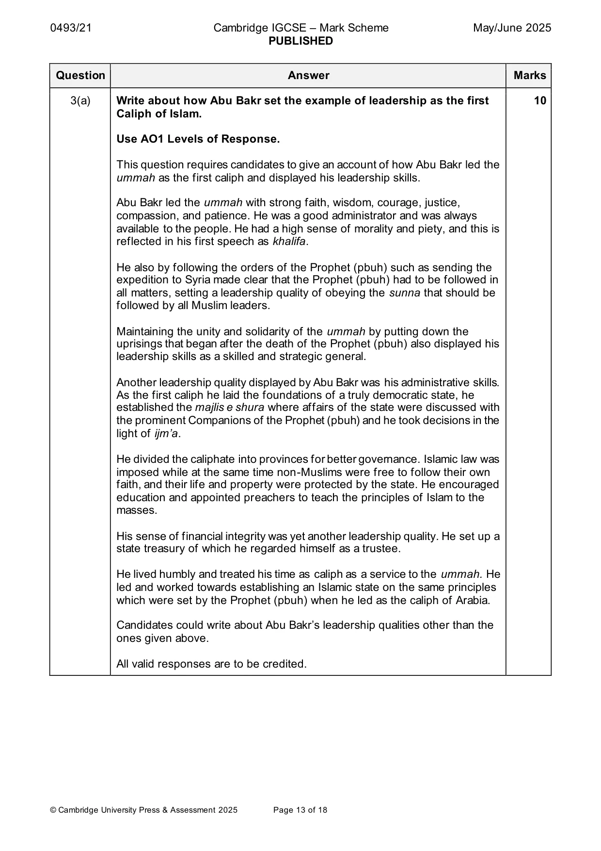 Mark scheme, page 13 of 18