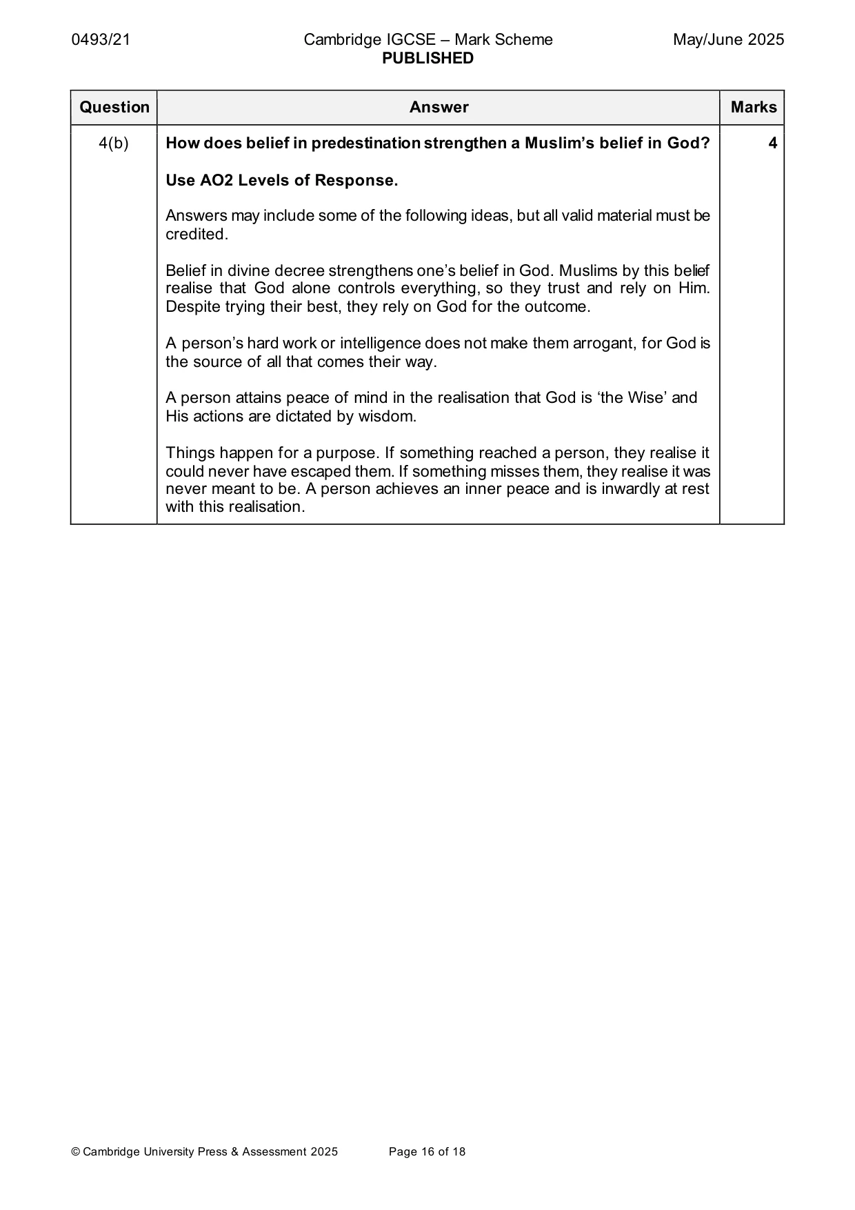 Mark scheme, page 16 of 18