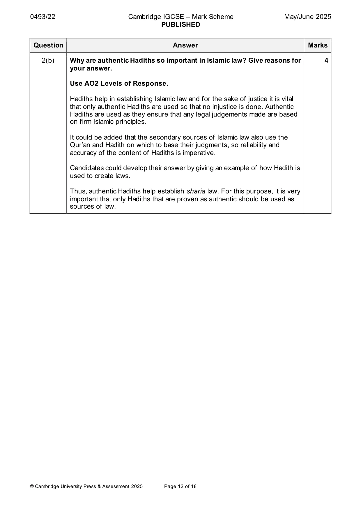 Mark scheme, page 12 of 18