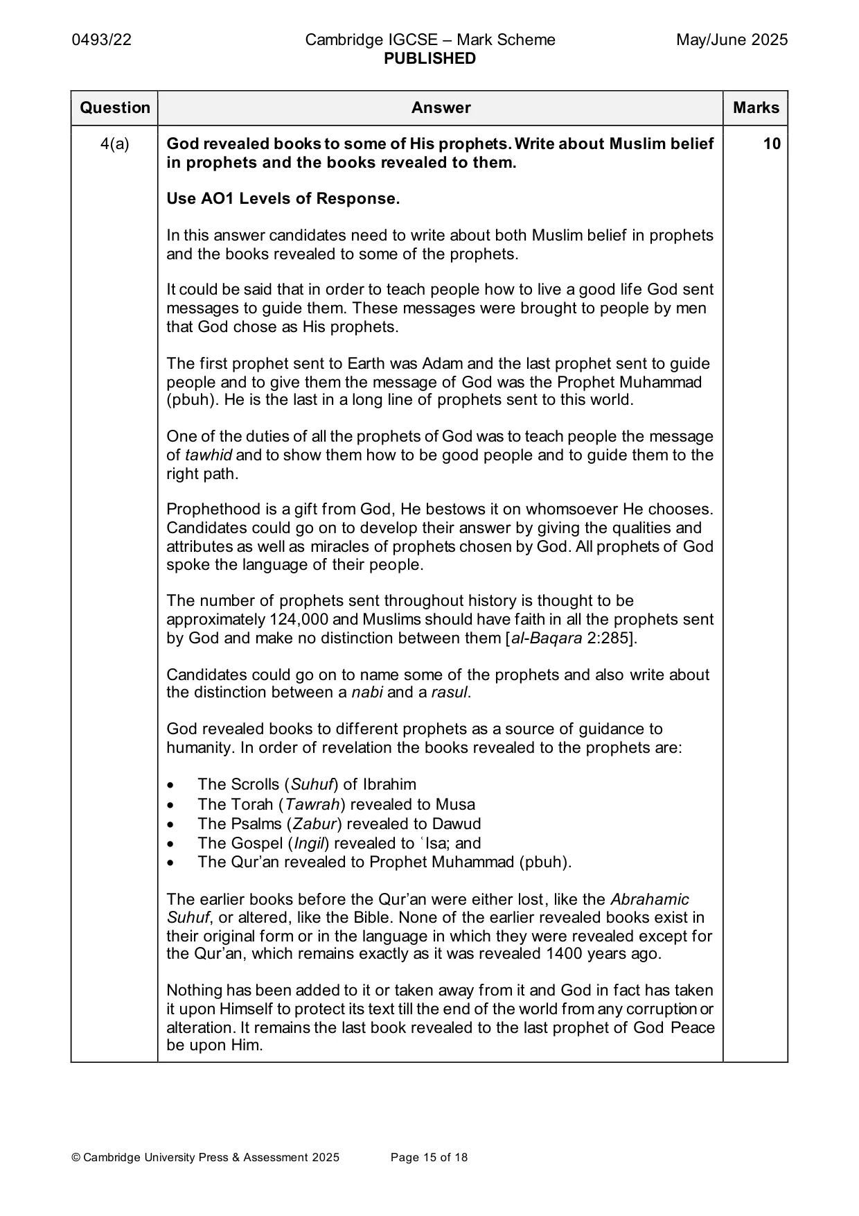 Mark scheme, page 15 of 18