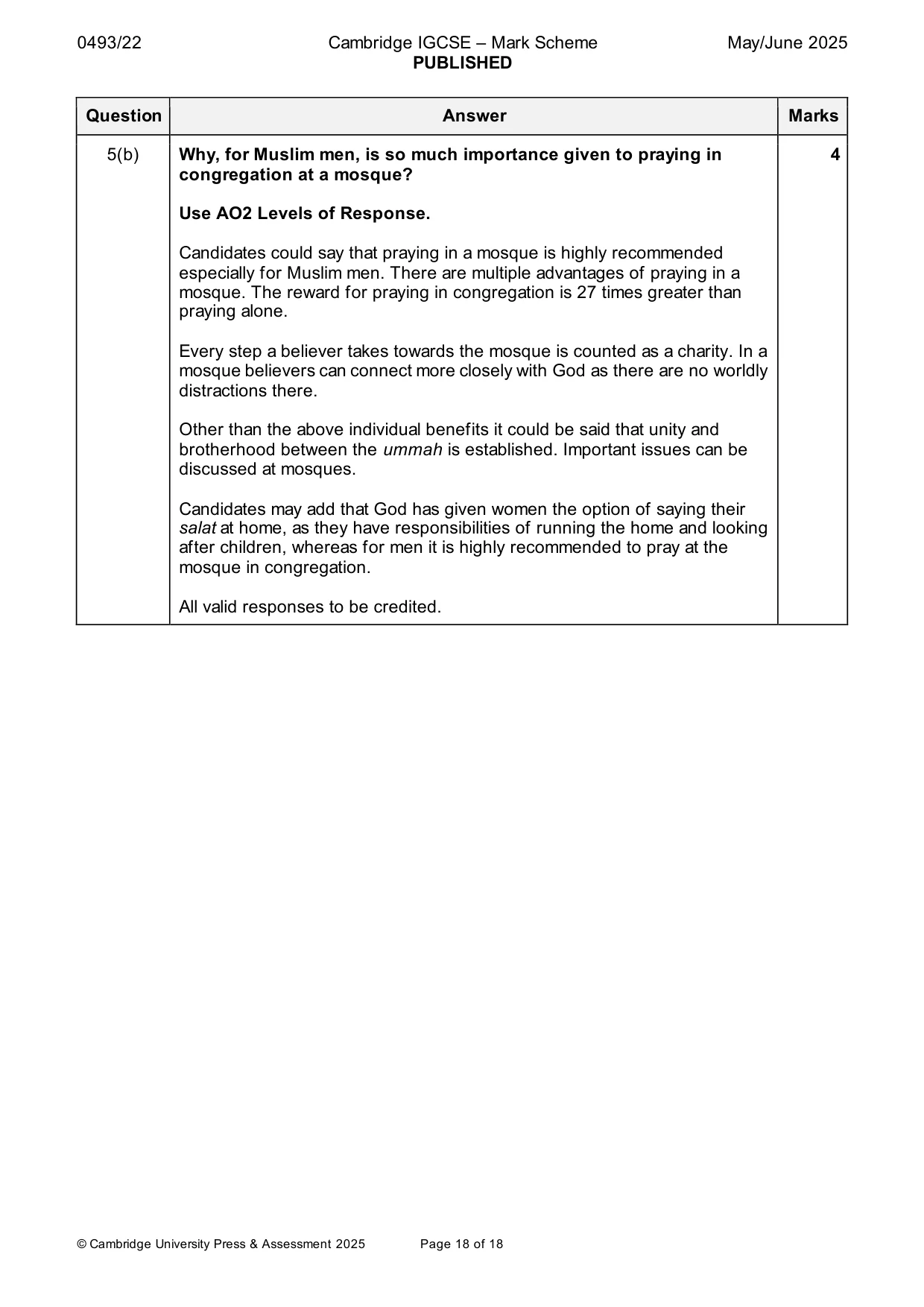 Mark scheme, page 18 of 18