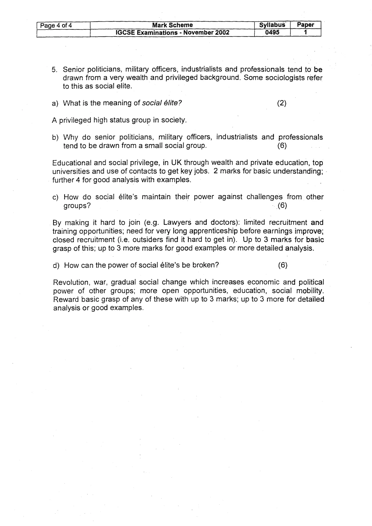 Mark scheme, page 6 of 6