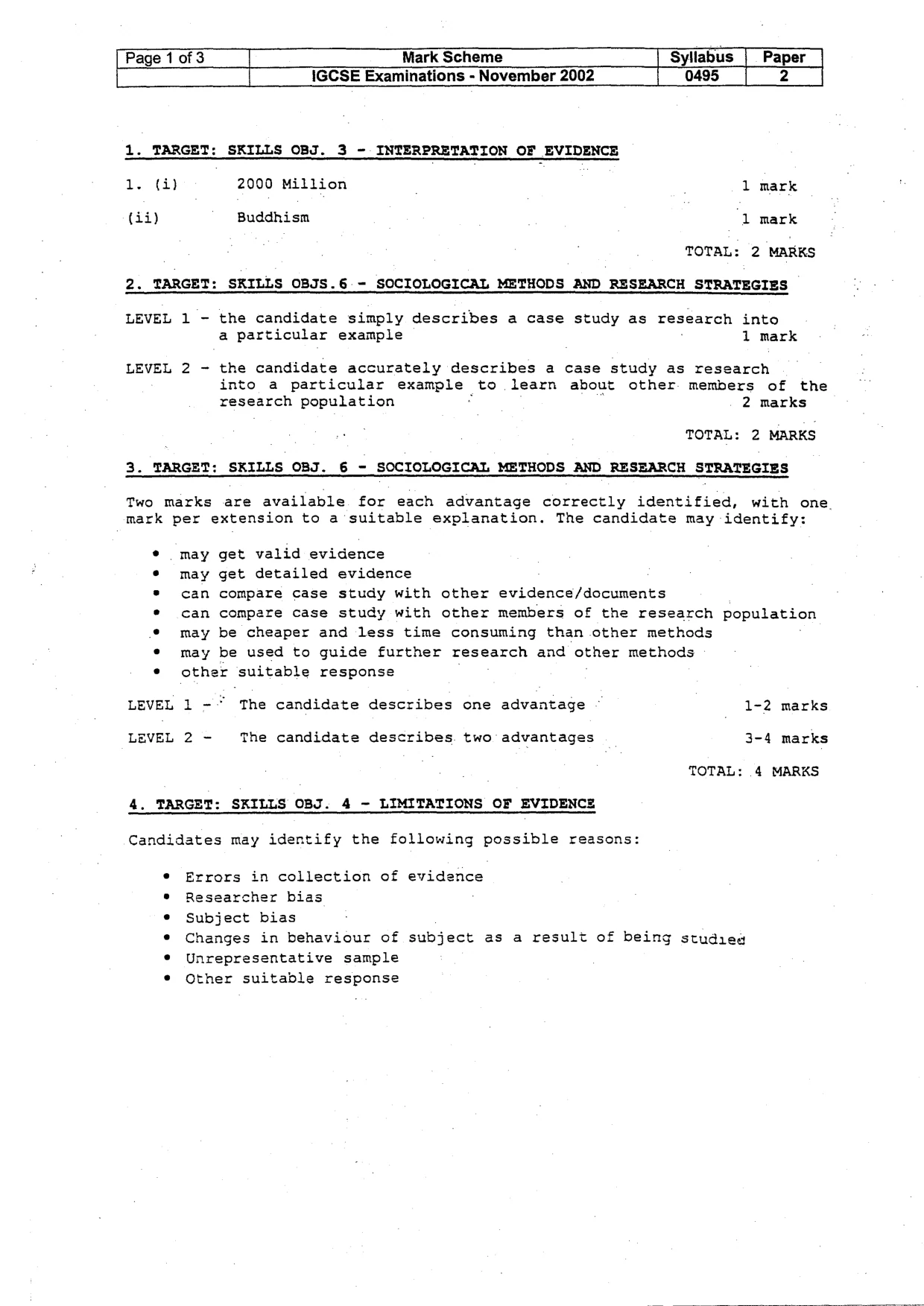 Mark scheme, page 2 of 4