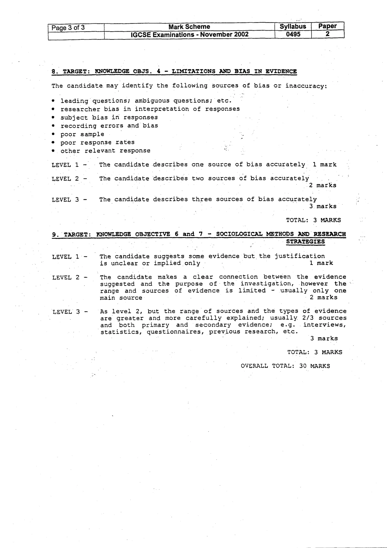 Mark scheme, page 4 of 4