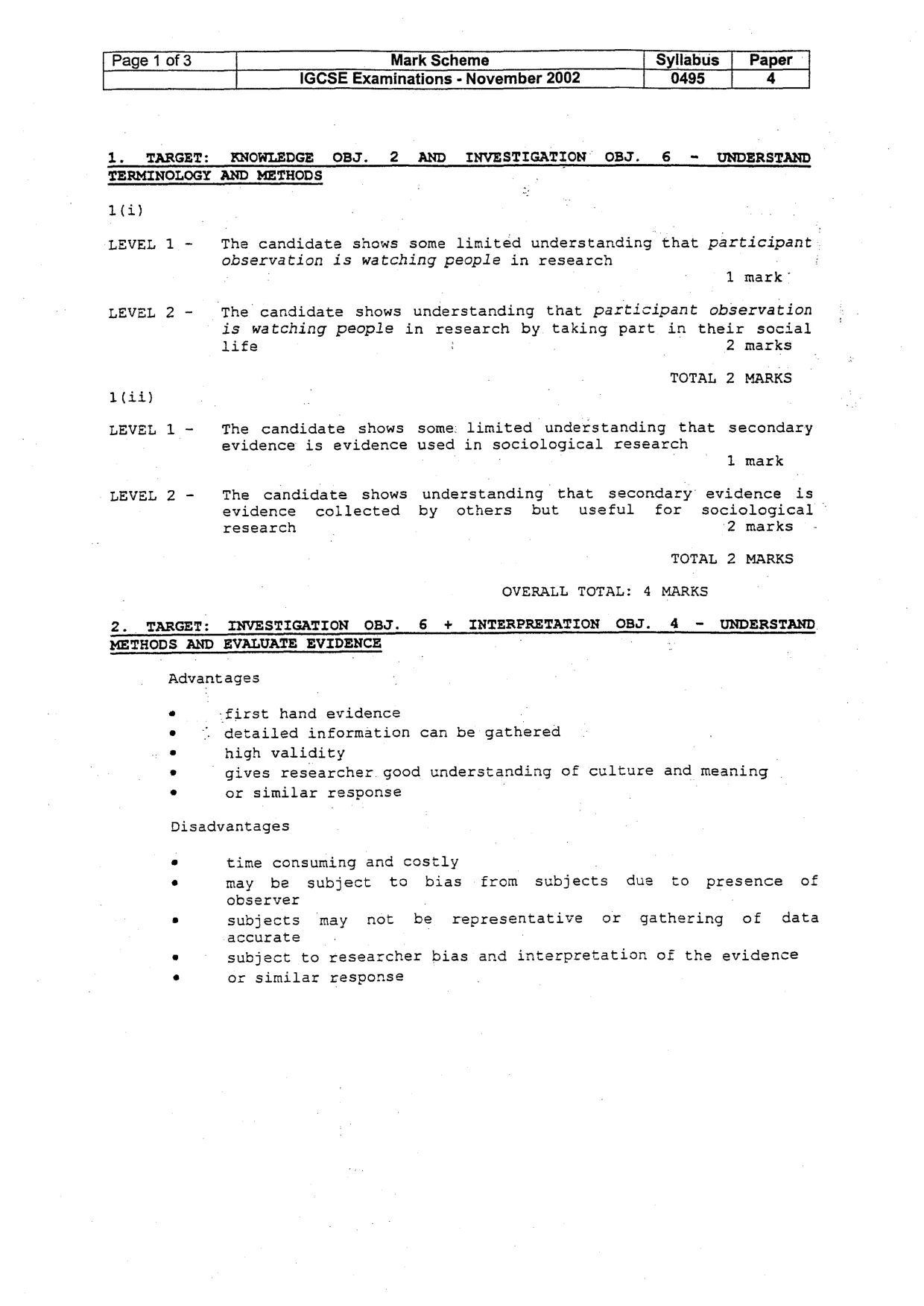 Mark scheme, page 2 of 4