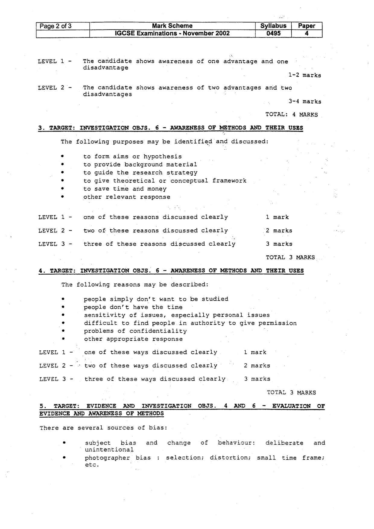Mark scheme, page 3 of 4