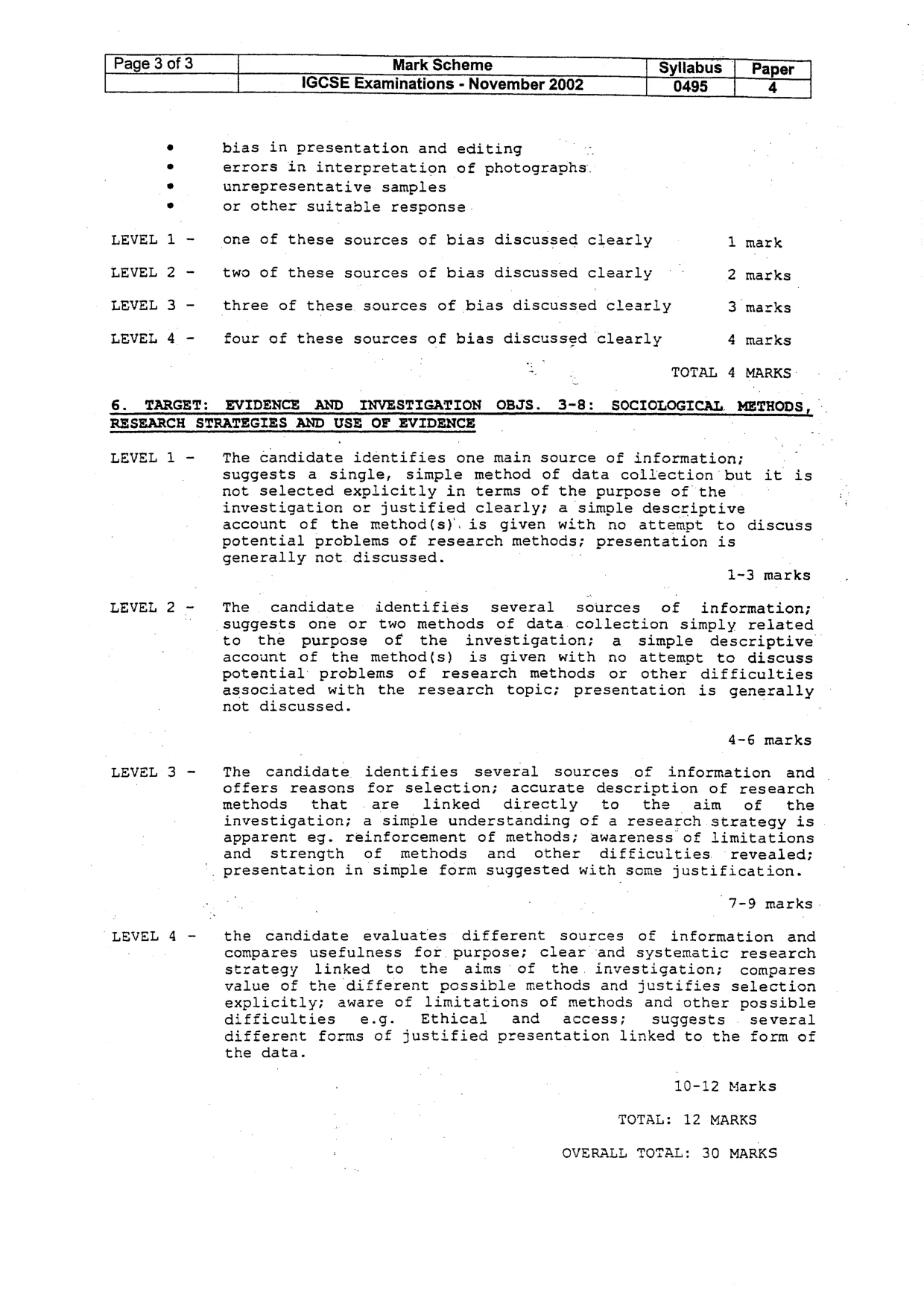 Mark scheme, page 4 of 4