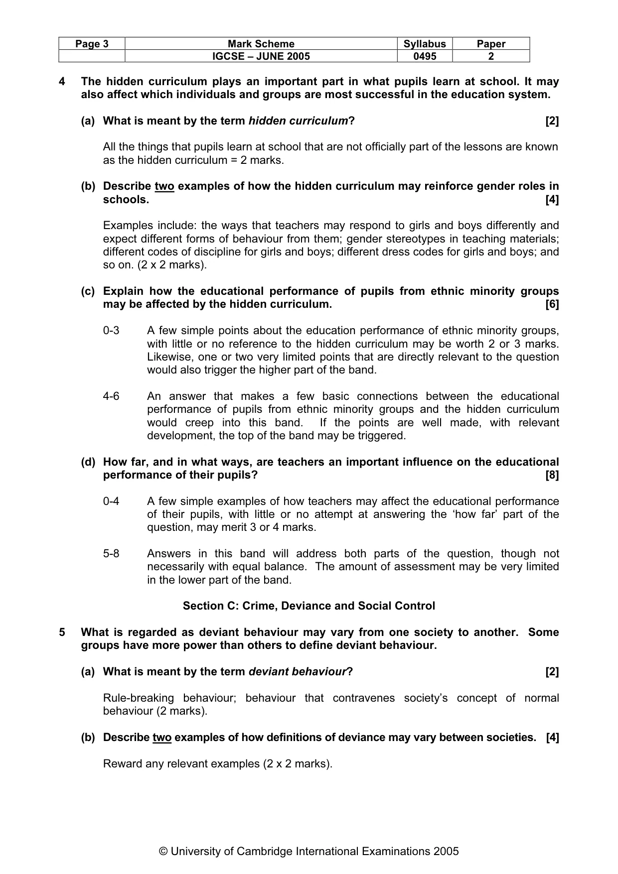 Mark scheme, page 6 of 9