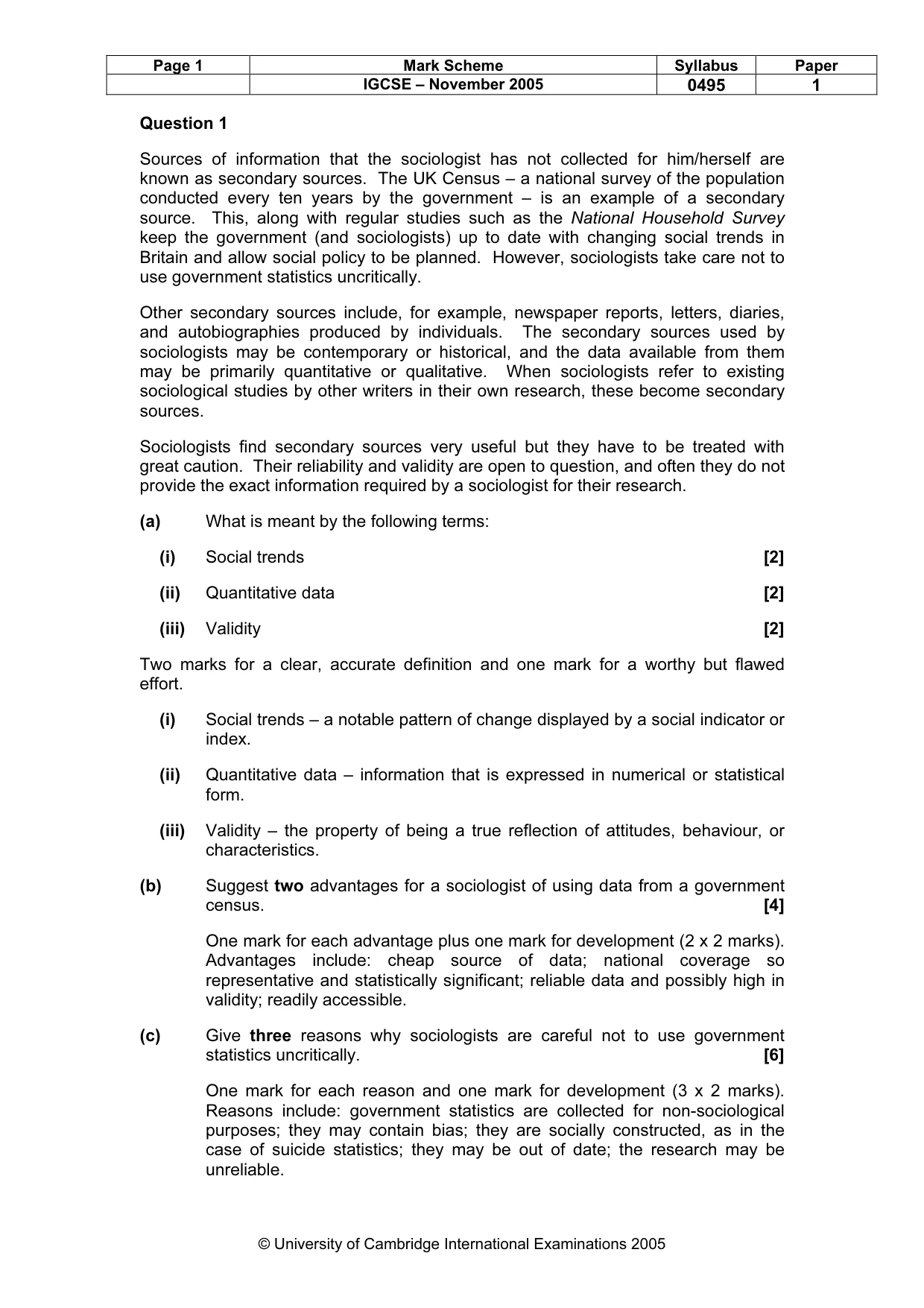 Mark scheme, page 2 of 8