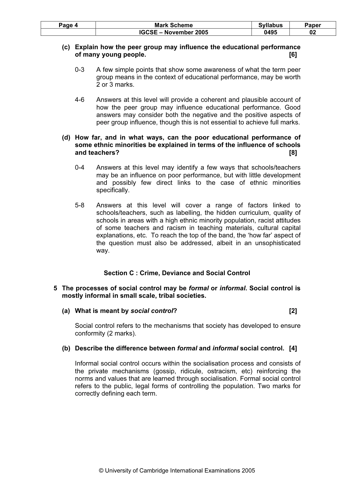 Mark scheme, page 5 of 8