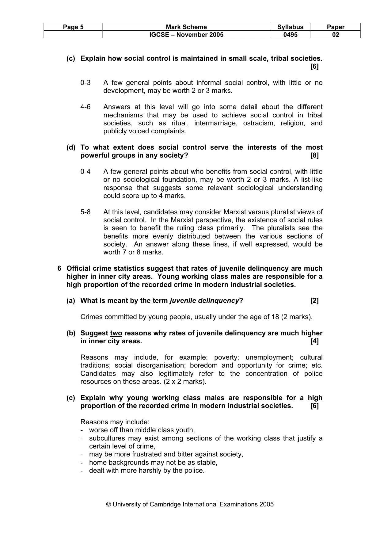 Mark scheme, page 6 of 8