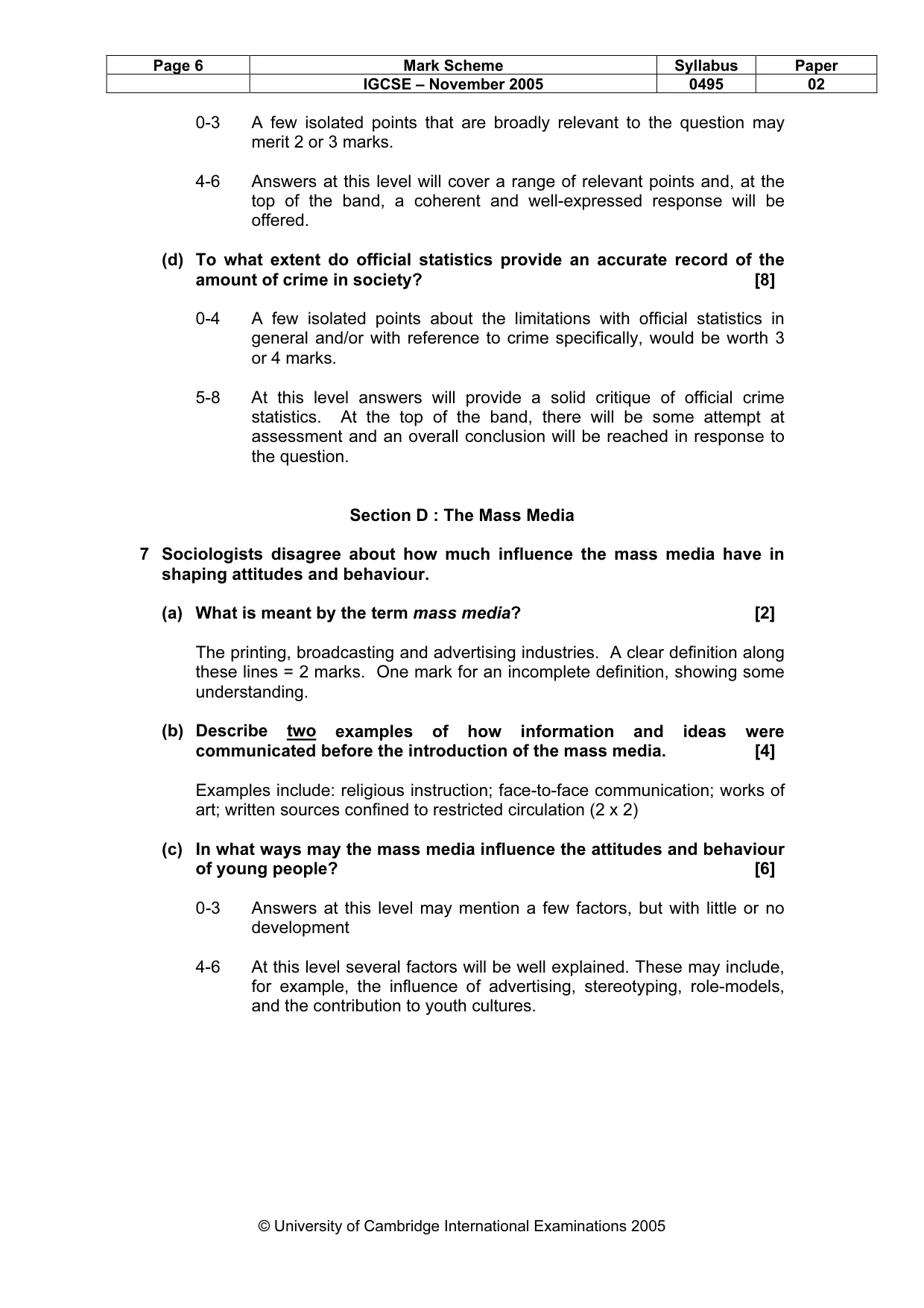 Mark scheme, page 7 of 8