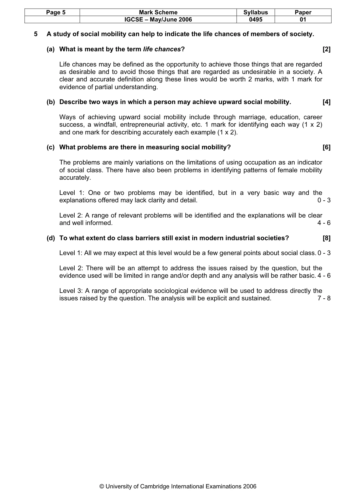 Mark scheme, page 6 of 8