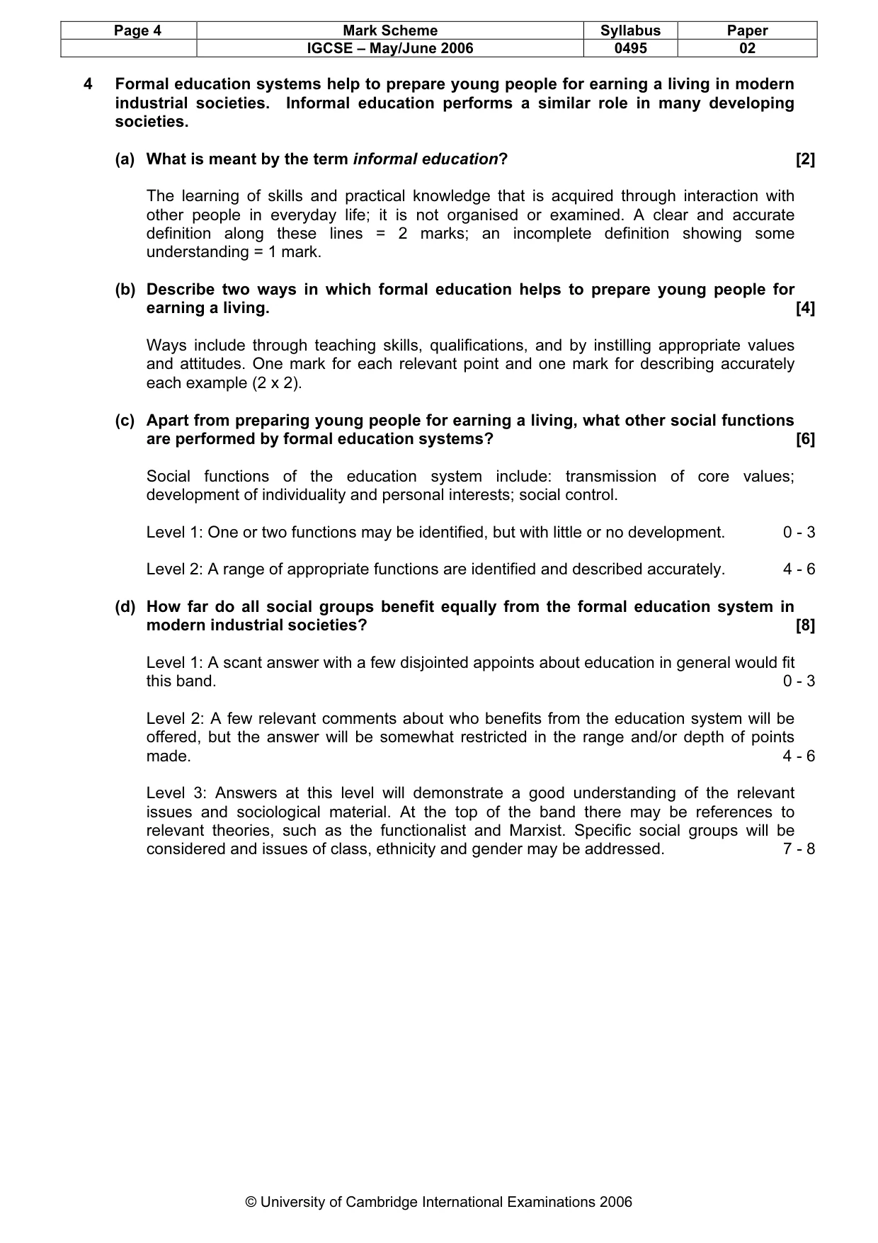 Mark scheme, page 5 of 9
