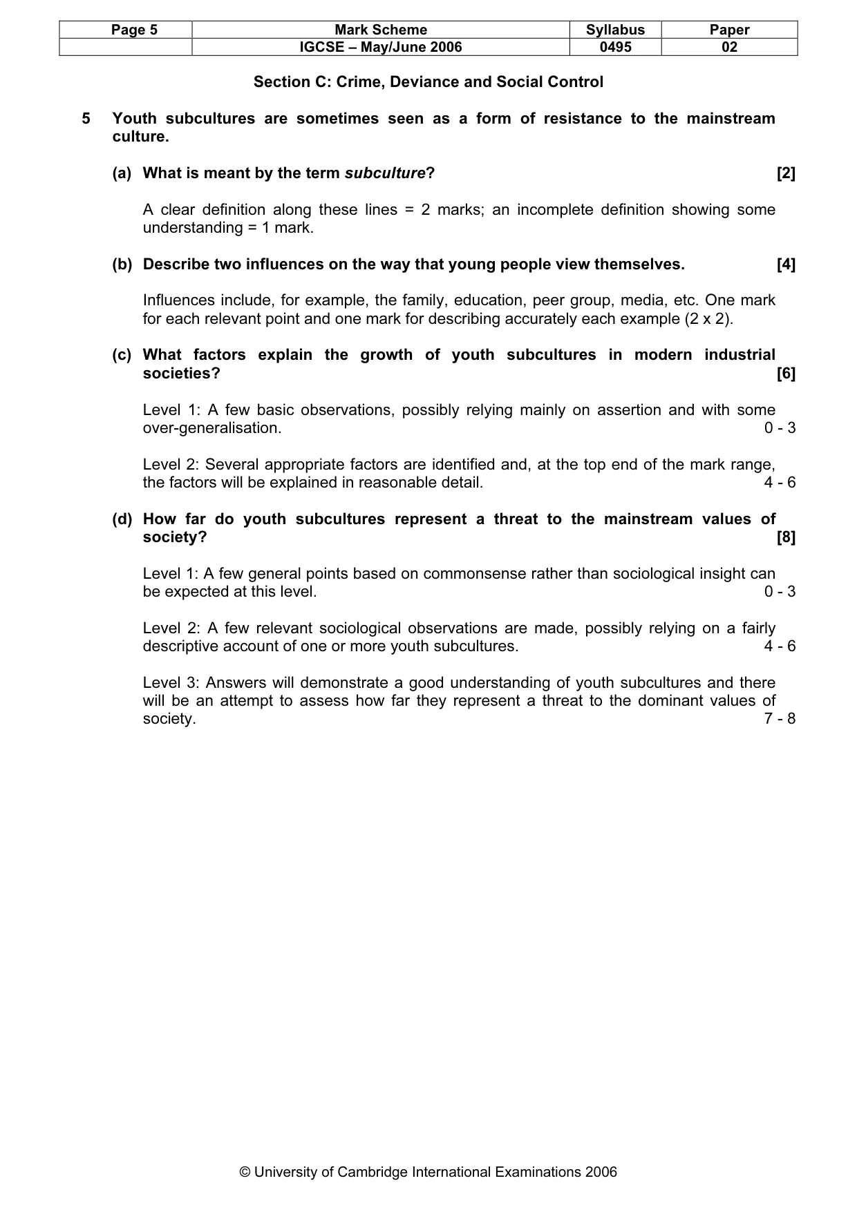 Mark scheme, page 6 of 9