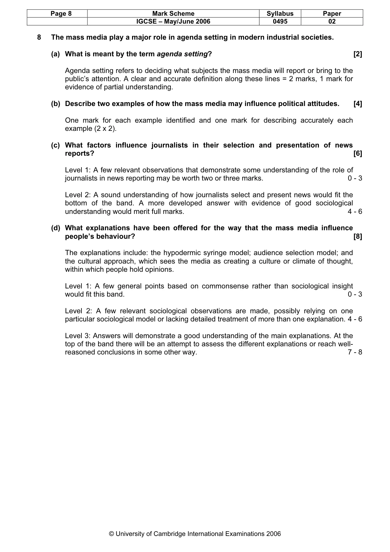 Mark scheme, page 9 of 9
